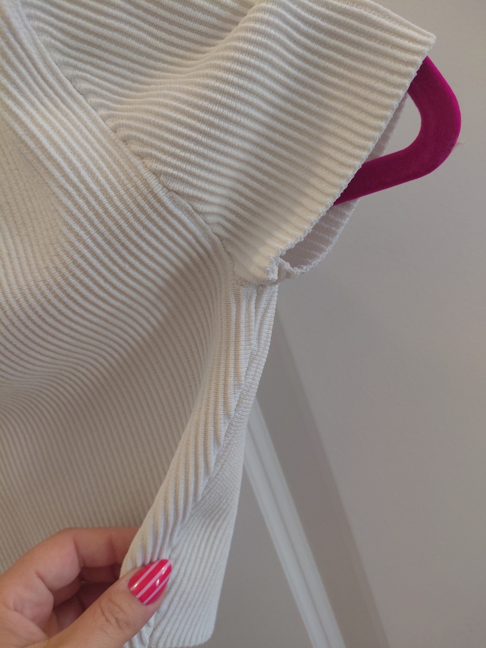 Babaton White Ribbed Square-Neck Short Sleeve - Picture 3 of 4